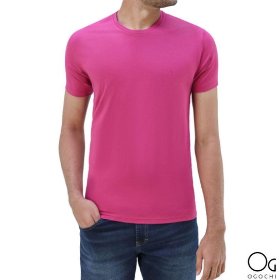 Camiseta Basica Ogochi Slim Fit - Pink Menor preço em Camiseta Basica Ogochi Slim Fit - Pink