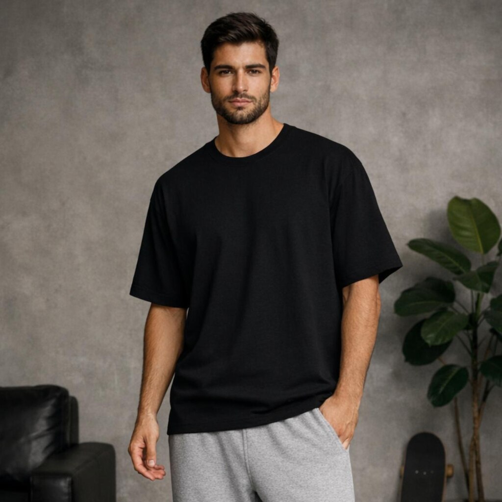 Camiseta básica oversize algodão masculina