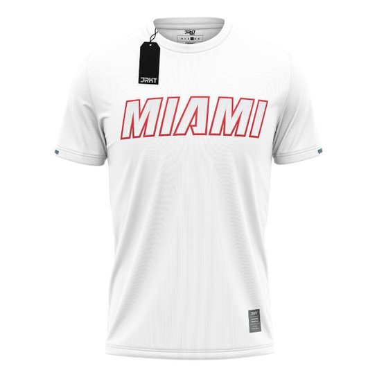 Camiseta Basquete Miami Algodão Nobre Jrkt Sports Masculina - Branco Menor preço em Camiseta Basquete Miami Algodão Nobre Jrkt Sports Masculina - Branco