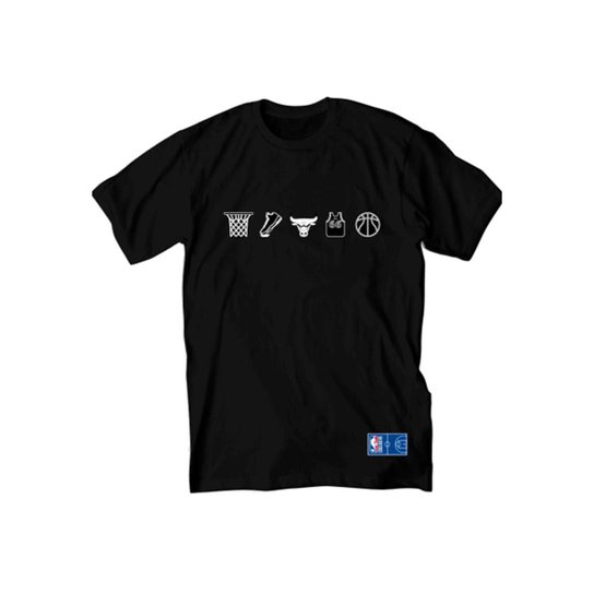 Camiseta Black Mini Logos NBA Basquete Ball Basic - Preto Menor preço em Camiseta Black Mini Logos NBA Basquete Ball Basic - Preto