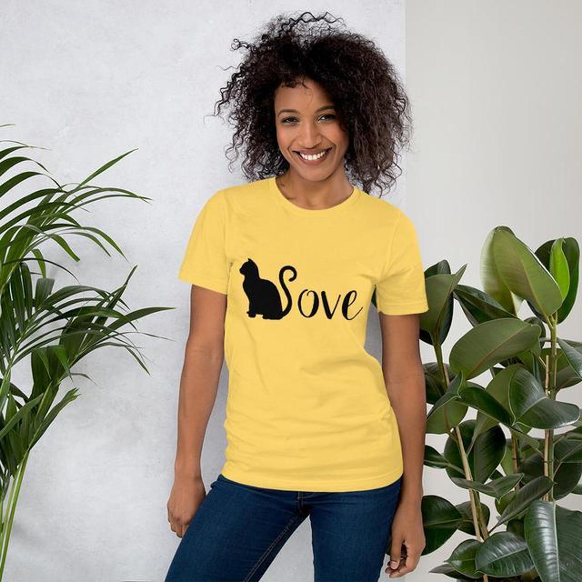 Camiseta Blusa Feminina Gata Cat Love - Amarelo | Netshoes