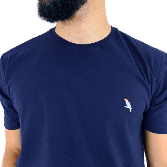Camiseta Bokermanni 108 Bordado Passaro Bicolor Marinho Netshoes