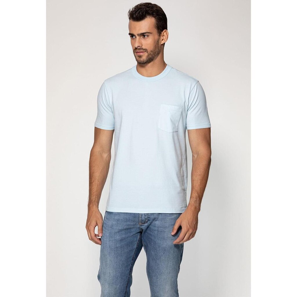 Camiseta Bolso Logo Bordado Guess Azul Claro
