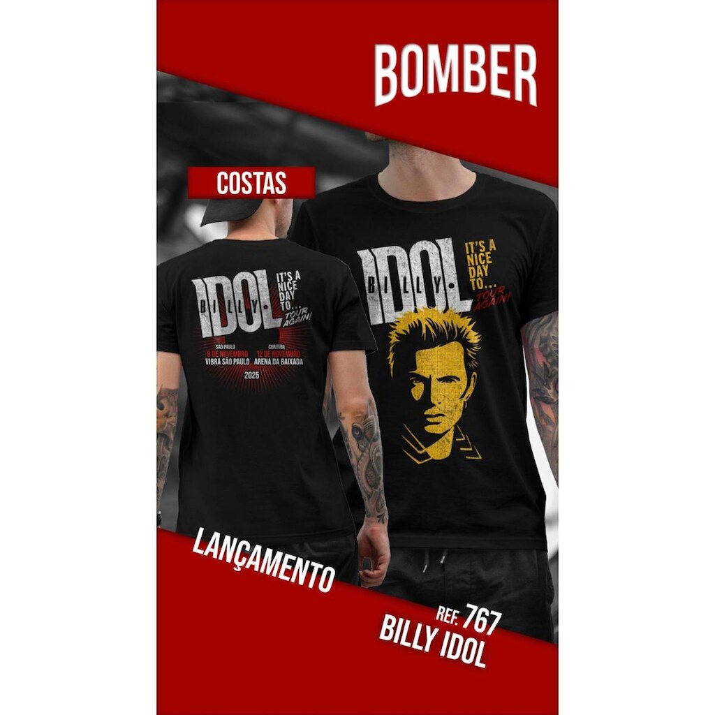 Camiseta Bomber Billy Idol - Estilo Rock Clássico - 100% Algodão