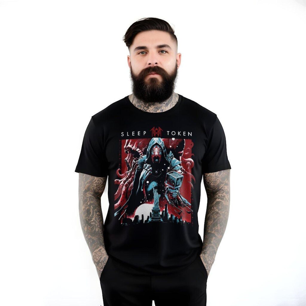 Camiseta Bomber Preta Banda Sleep Token - 100% Algodão