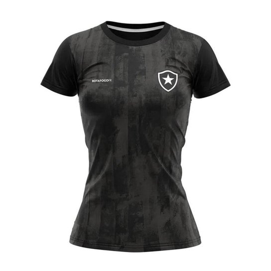 Camiseta Botafogo Braziline Fold Feminina - Preto - Preto+Chumbo Menor preço em Camiseta Botafogo Braziline Fold Feminina - Preto - Preto+Chumbo