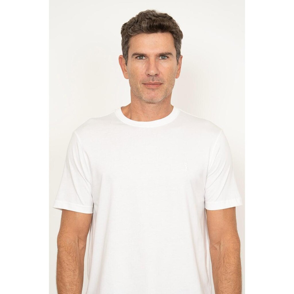 Camiseta Branca Lisa Aleatory com Logo Branco-Bran