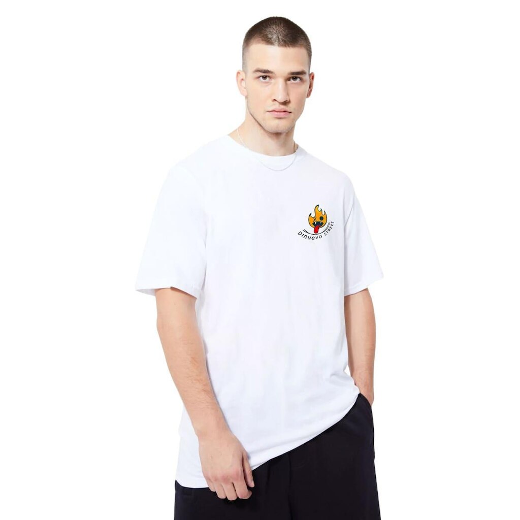 Camiseta Branca Oversized Hell On Earth Fire