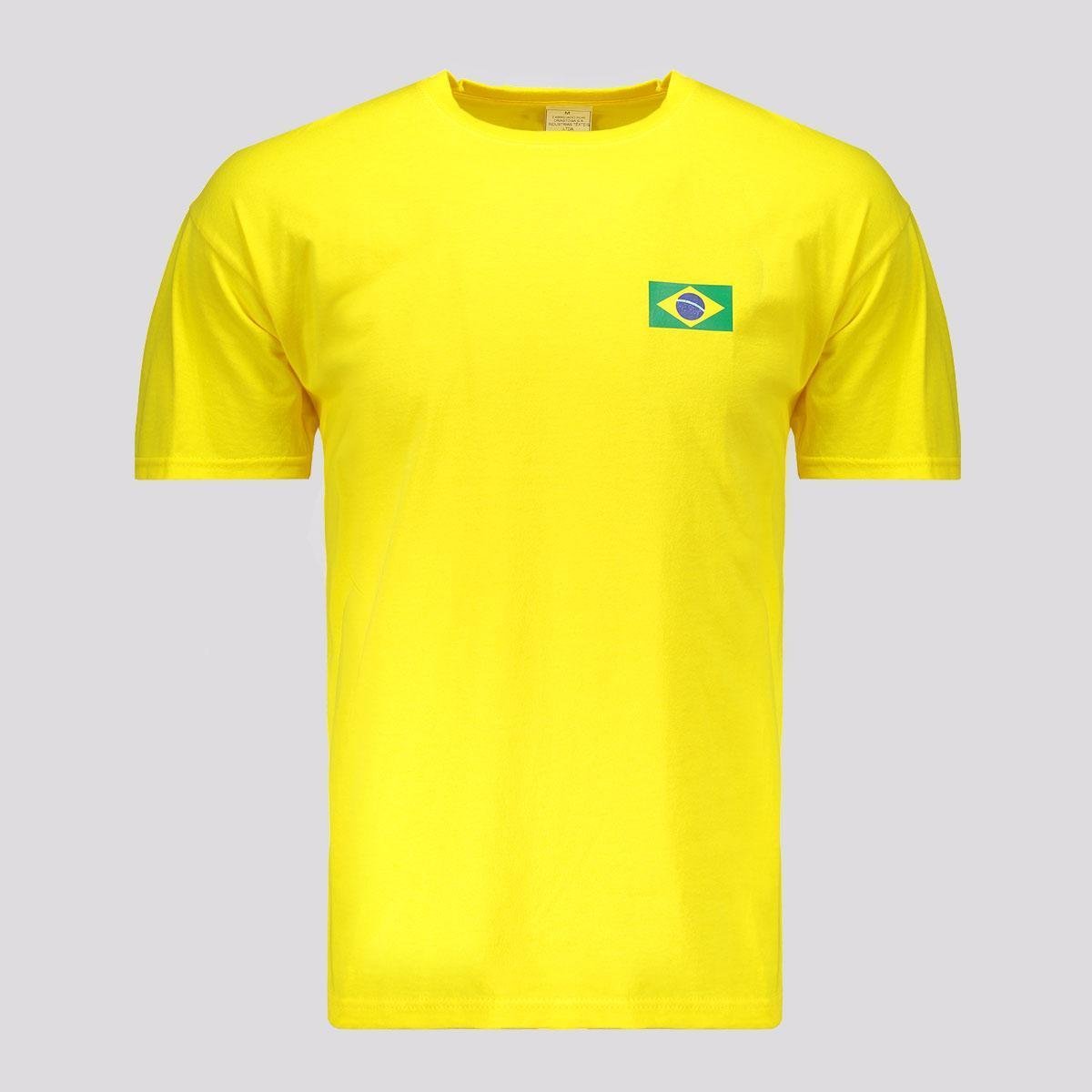 Camiseta Brasil Bandeira Amarela Menor preço em Camiseta Brasil Bandeira Amarela