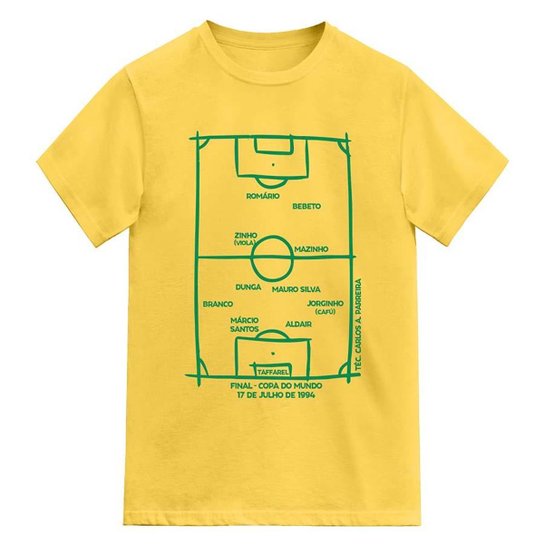 Camiseta Brasil Tetra Copa do Mundo 1994 - Amarelo Menor preço em Camiseta Brasil Tetra Copa do Mundo 1994 - Amarelo