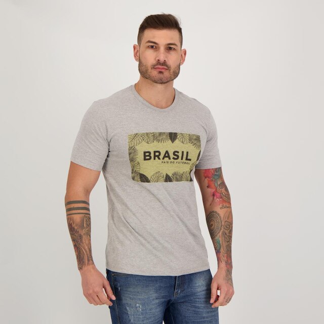 Camiseta Brasil Tropical Cinza