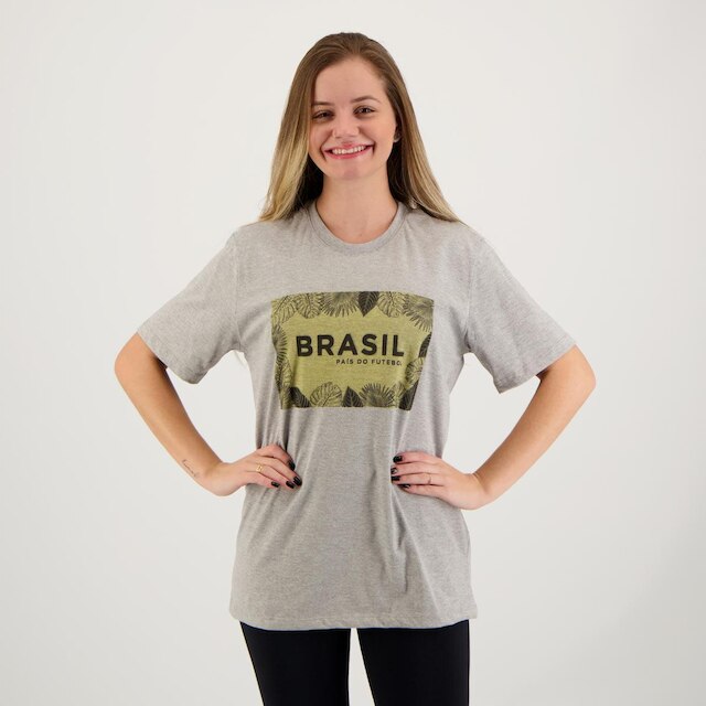 Camiseta Brasil Tropical Cinza