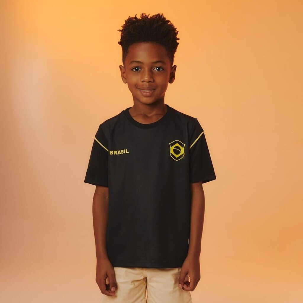 Camiseta Brasil Vale Infantil Preto/Amarelo