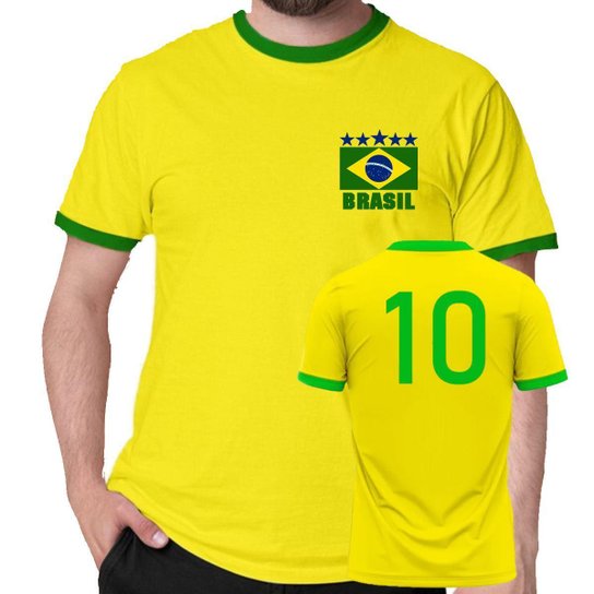 Camiseta Brasil verde amarelo copa personalizado nome blusa - Amarelo Menor preço em Camiseta Brasil verde amarelo copa personalizado nome blusa - Amarelo