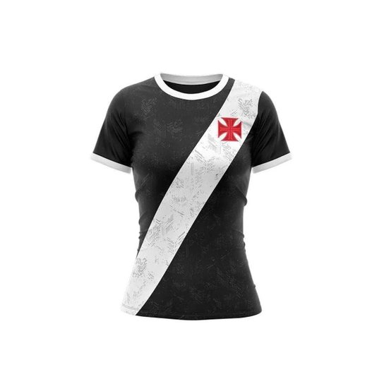 Camiseta Braziline Vasco Building Feminino - Preto+Branco Menor preço em Camiseta Braziline Vasco Building Feminino - Preto+Branco