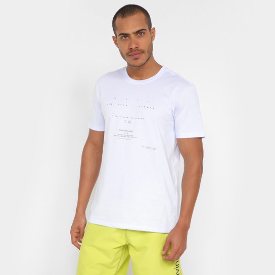 Camiseta Calvin Klein Básica Estampada Masculina - Branco Menor preço em Camiseta Calvin Klein Básica Estampada Masculina - Branco