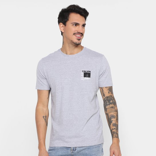 Camiseta Calvin Klein Casual Masculina - Mescla Menor preço em Camiseta Calvin Klein Casual Masculina - Mescla