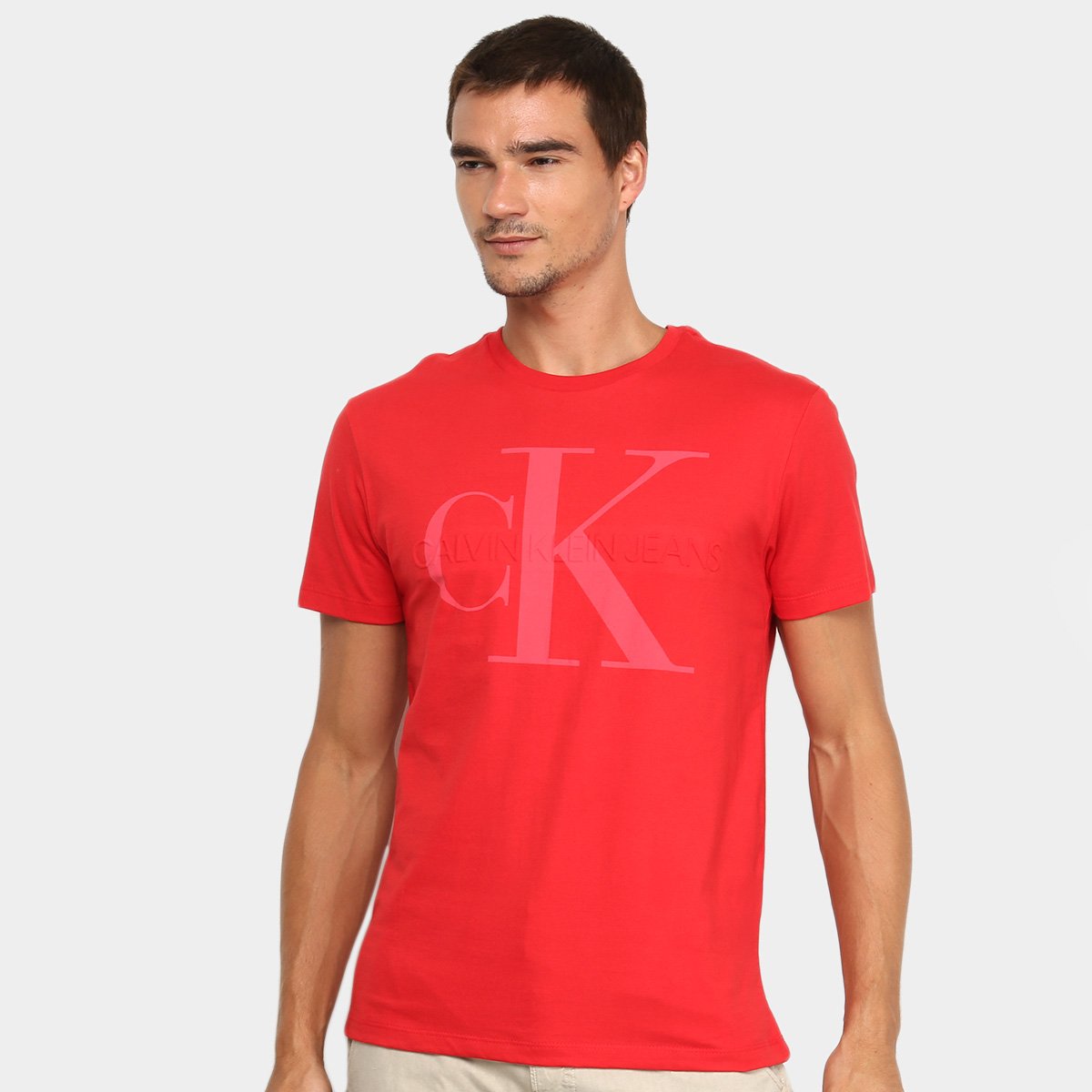 camiseta calvin klein masculina vermelha