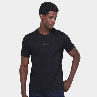 Camiseta Masculina Calvin Klein Jeans com Logo Estilizado