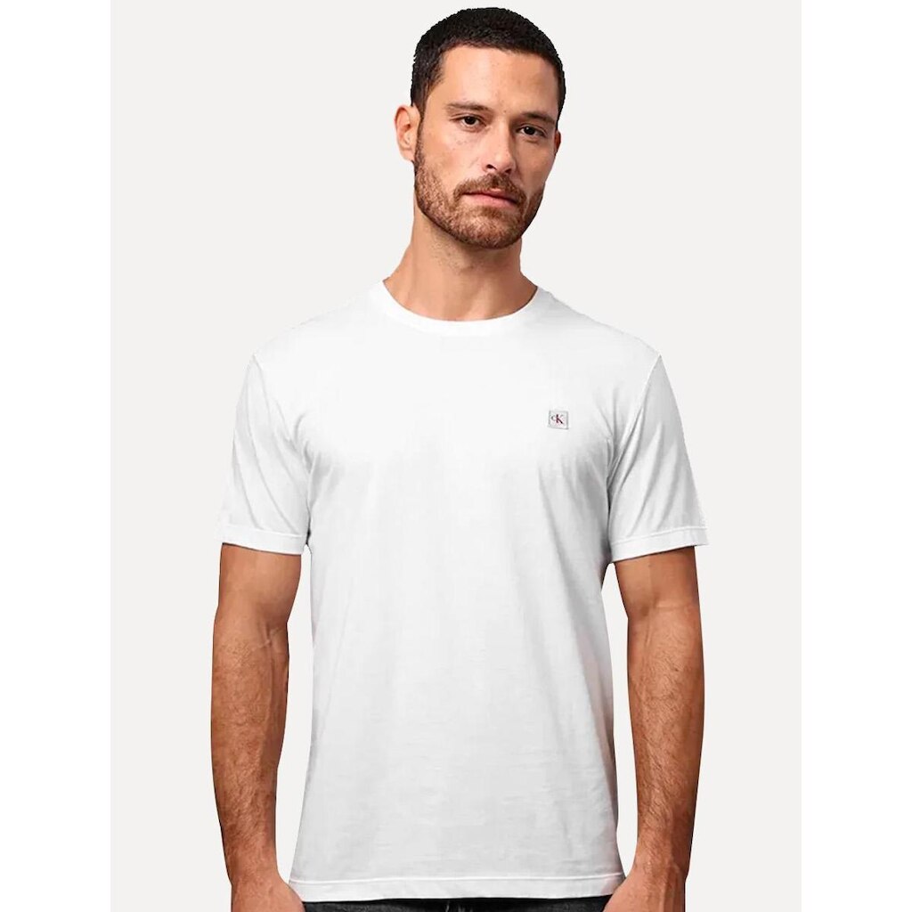 Camiseta Calvin Klein Jeans Masculina CK Embroidery Patch Branca