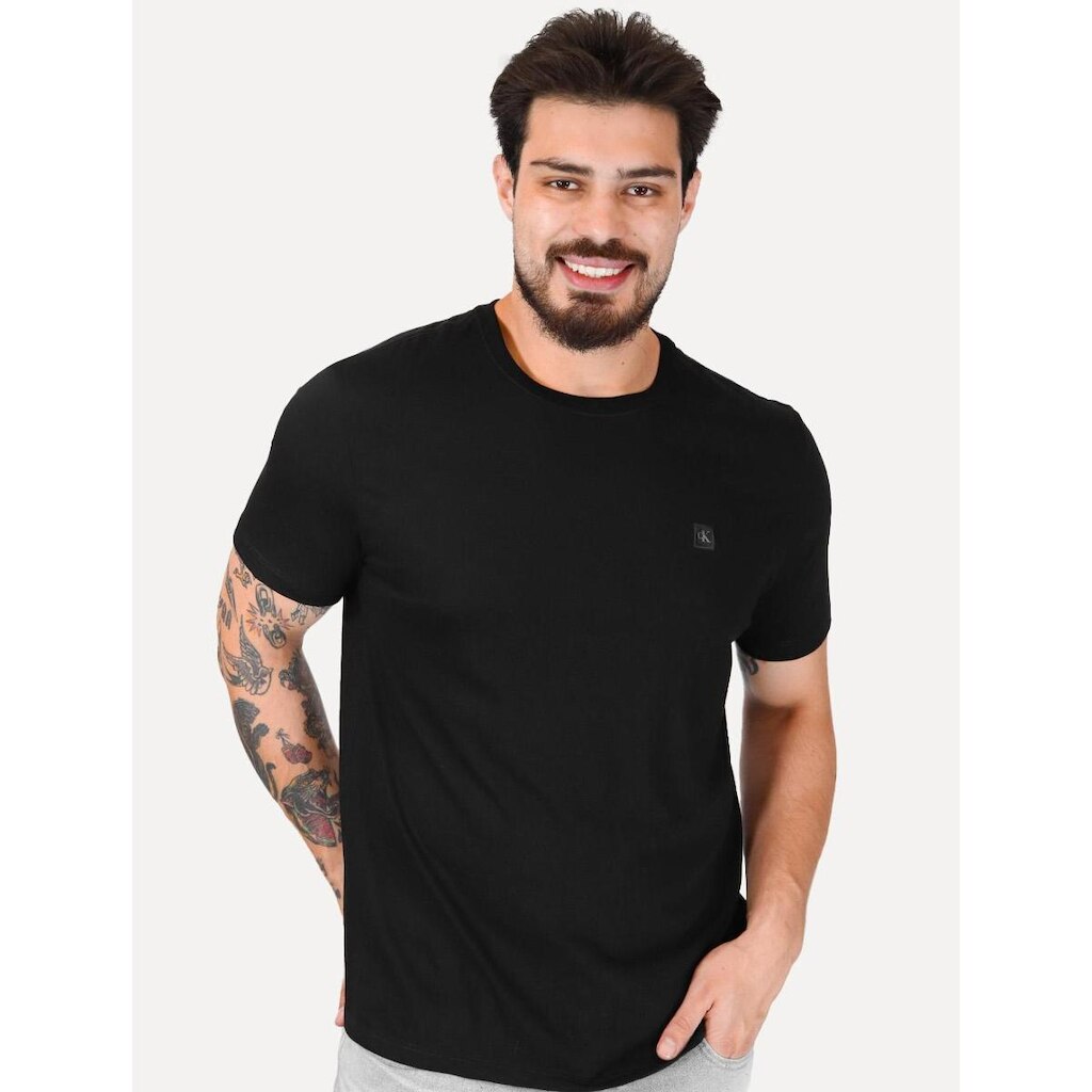 Camiseta Calvin Klein Jeans Masculina CK Embroidery Patch Preta