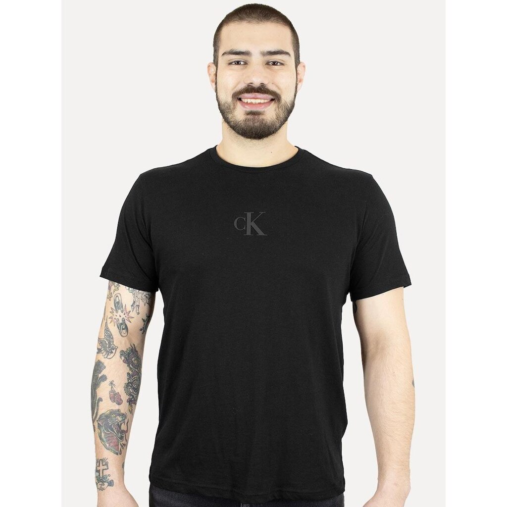 Camiseta Calvin Klein Jeans Masculina Logo CK Frontal Preto