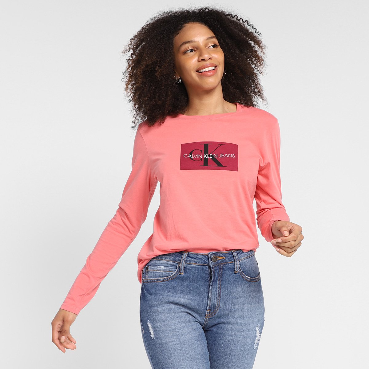 Calvin klein pink long sleeve shirt Clearance