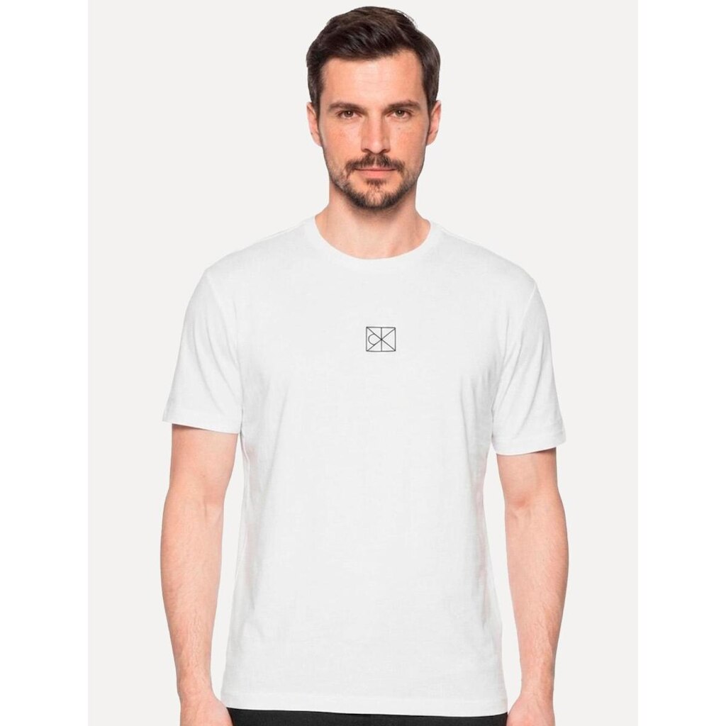 Camiseta Calvin Klein Masculina Center CK Rubber Patch Branca