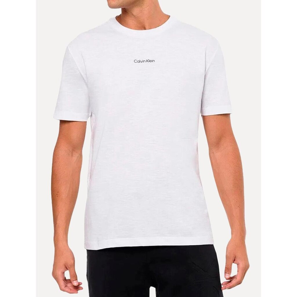 Camiseta Calvin Klein Masculina Flame Front Logo Branca