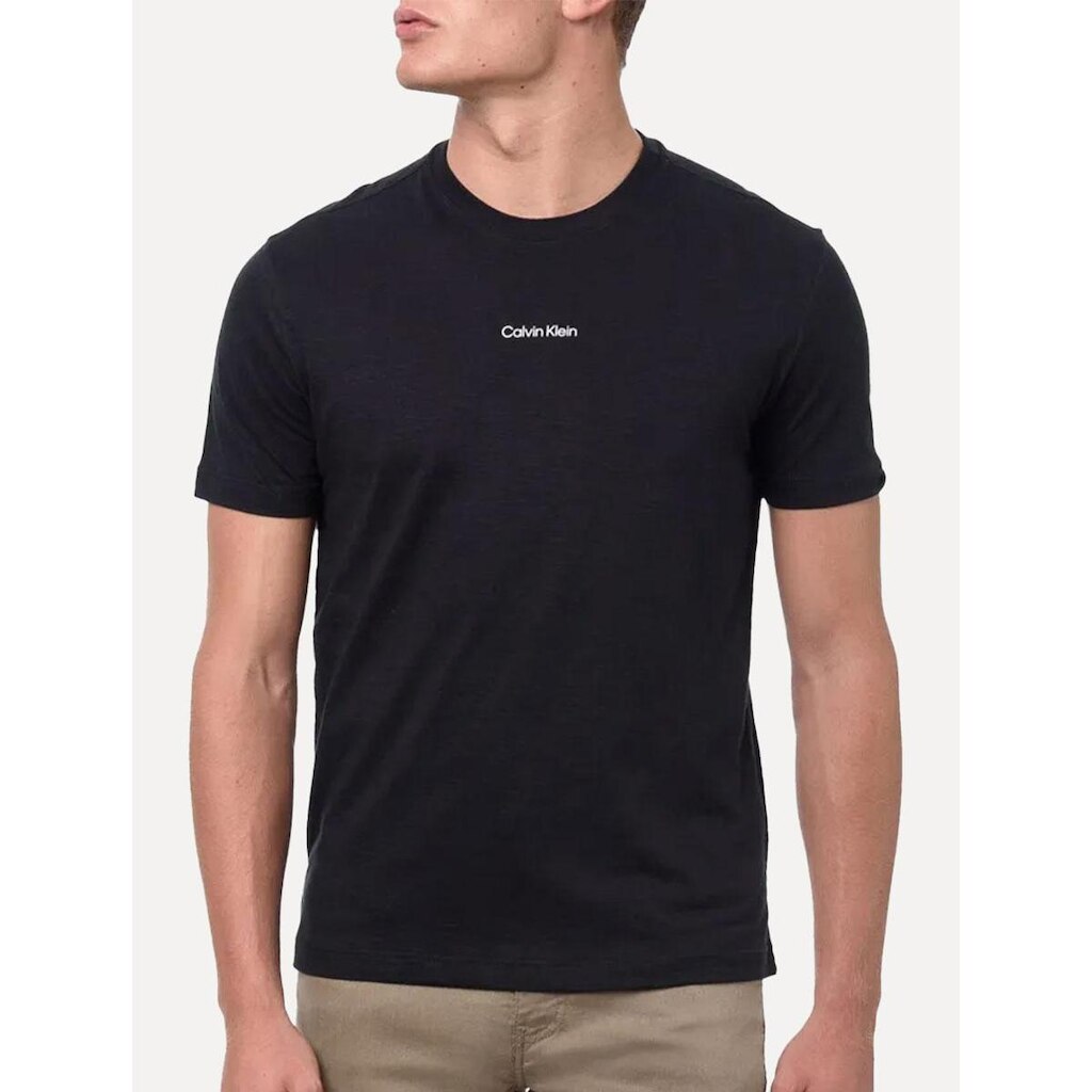 Camiseta Calvin Klein Masculina Flame Front Logo Preta