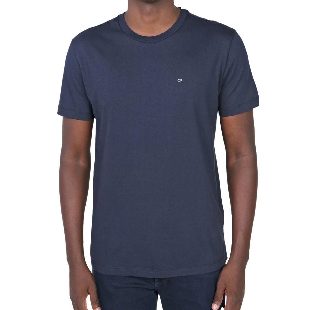 Camiseta Calvin Klein Masculina Meia Malha Basica CK Azul Marinho