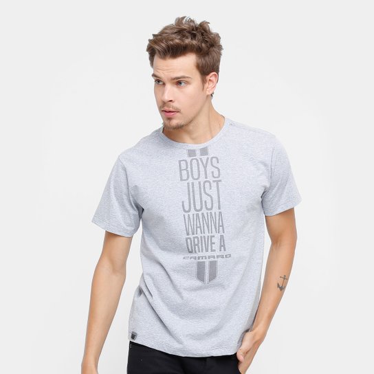 Camiseta Camaro Boys Just Wanna Drive Masculina - Cinza