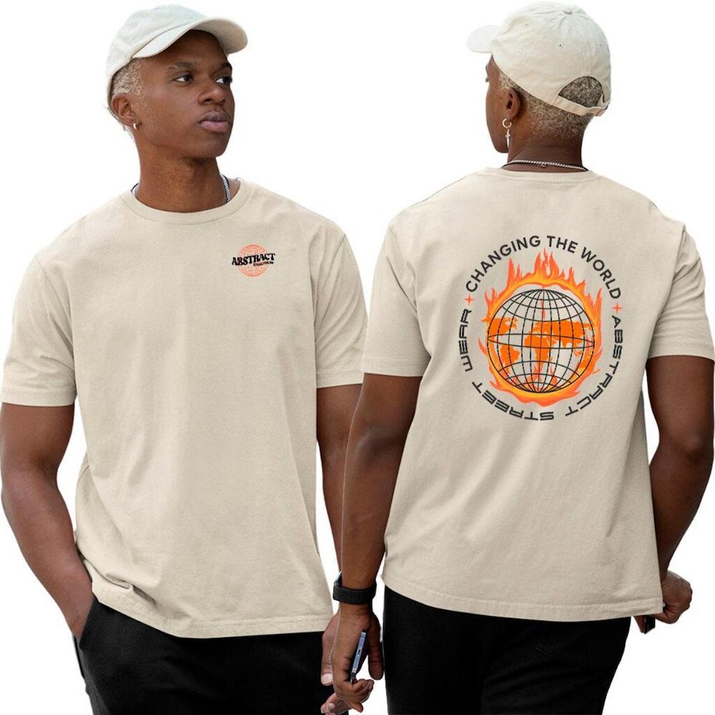 Camiseta Camisa Algodão‎ Abstract Changing The World
