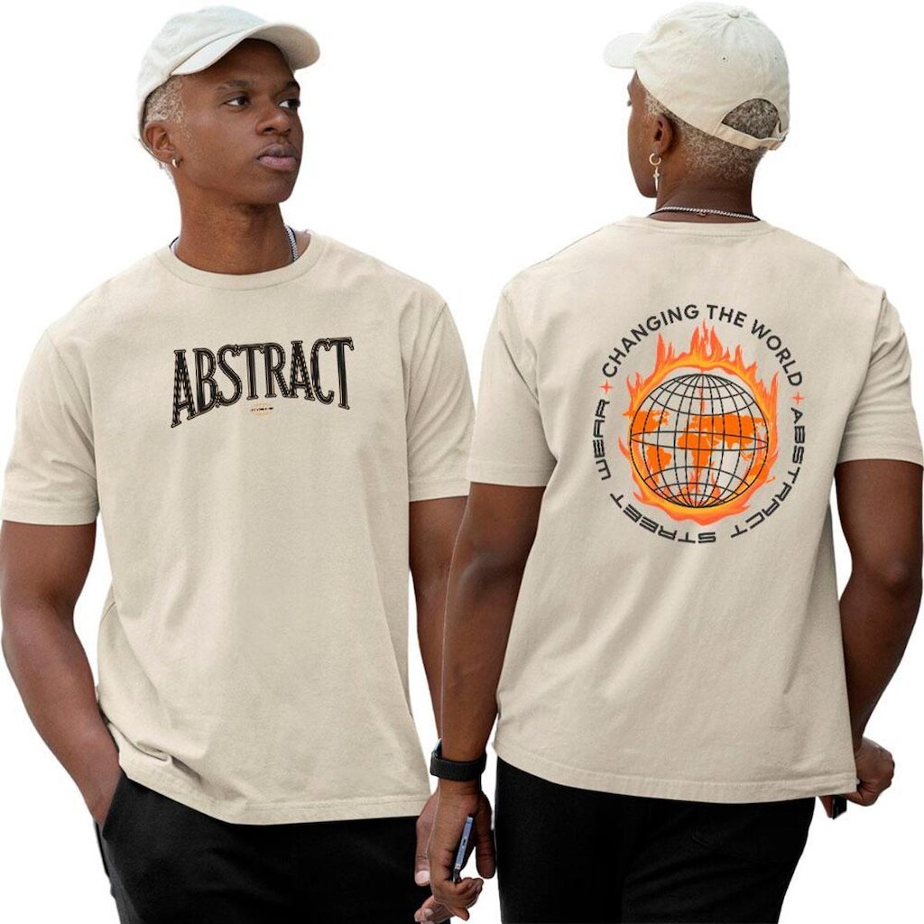 Camiseta Camisa Algodão‎ Changing The World Fire Abstract