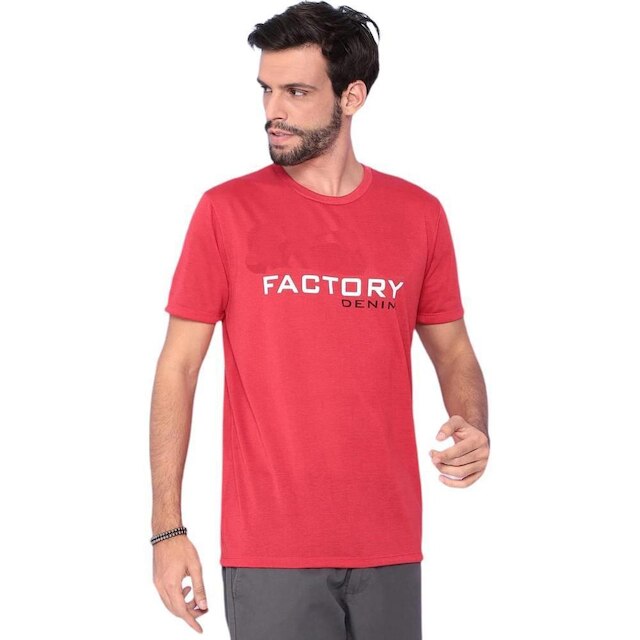 Camiseta Casual Masculina Algodão Estampada Estilosa - Vermelho Menor preço em Camiseta Casual Masculina Algodão Estampada Estilosa - Vermelho