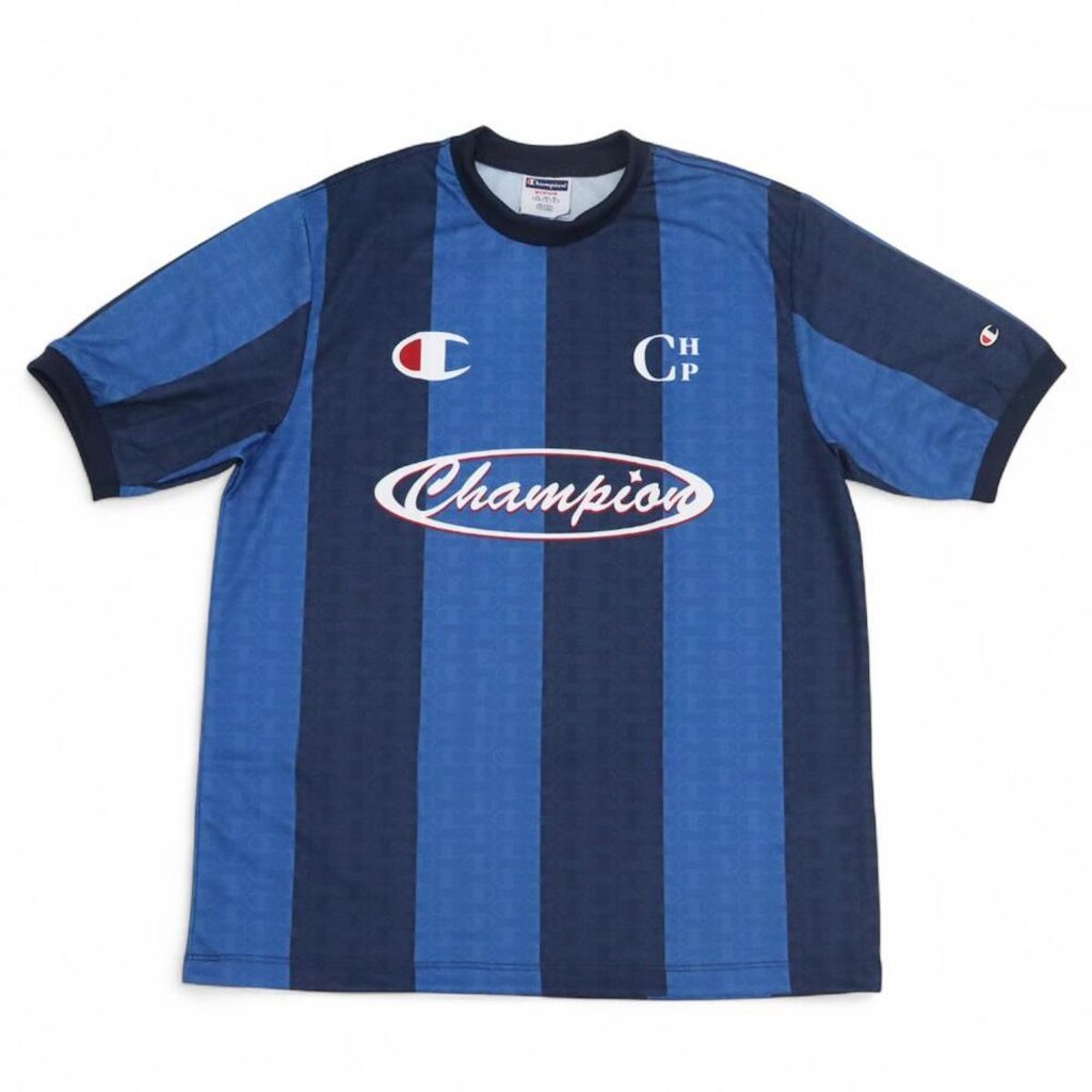 Camiseta Champion "Athletic" Listrada - Azul