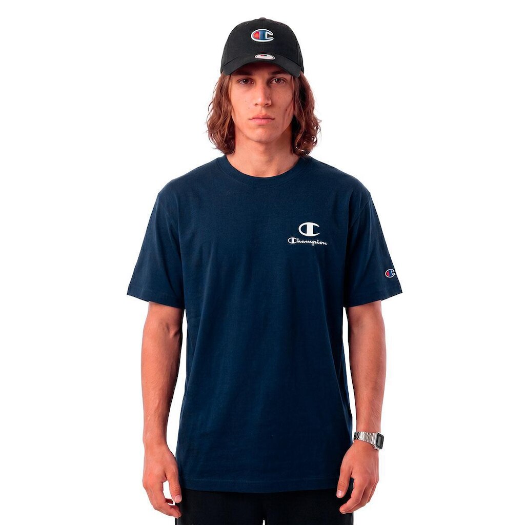 Camiseta Champion C Mini Script Unissex | Azul