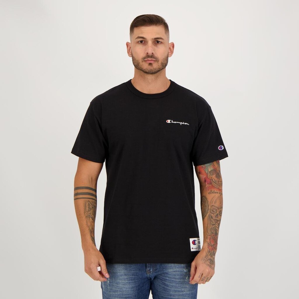 Camiseta Champion Life Logo Embroidery Malhão Preta