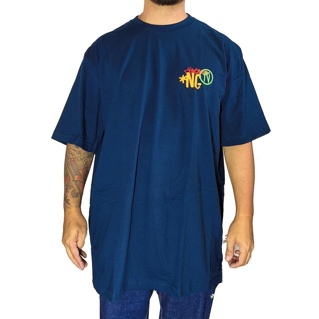 Camiseta Chronic Big Plus Size Reggae Roots Marinho 4188