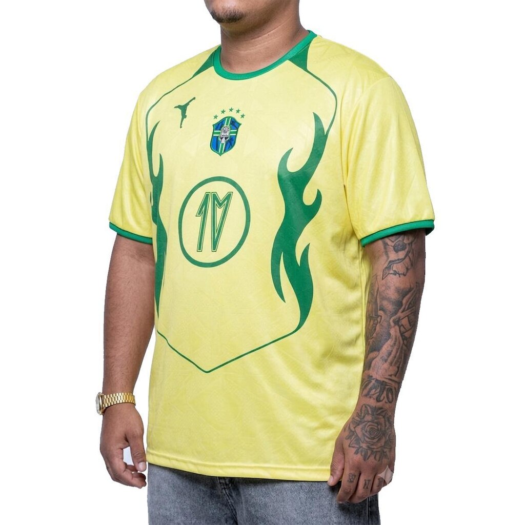Camiseta Chronic Big Plus Size Time Brasil Copa 083 Amarelo