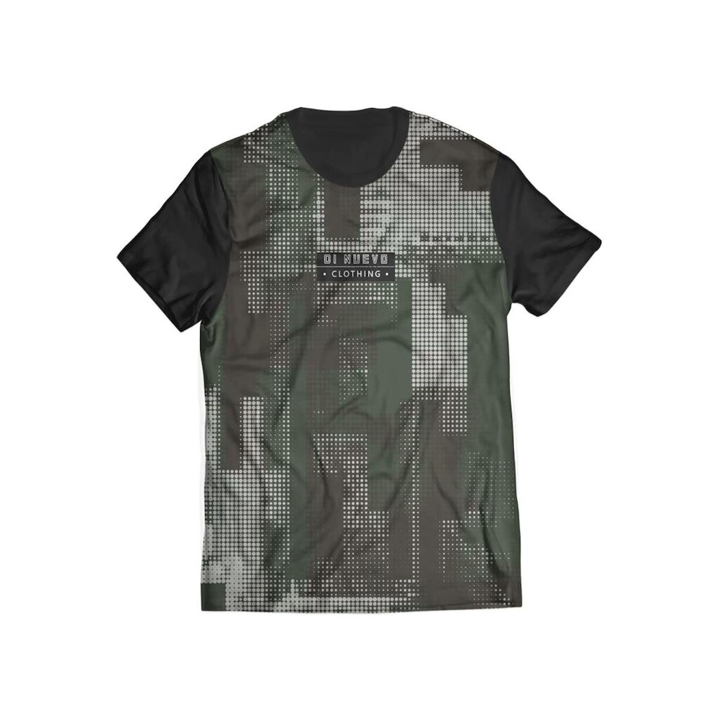 Camiseta Circuit Placa Estilo Abstrata Branca, Verde e Marrom