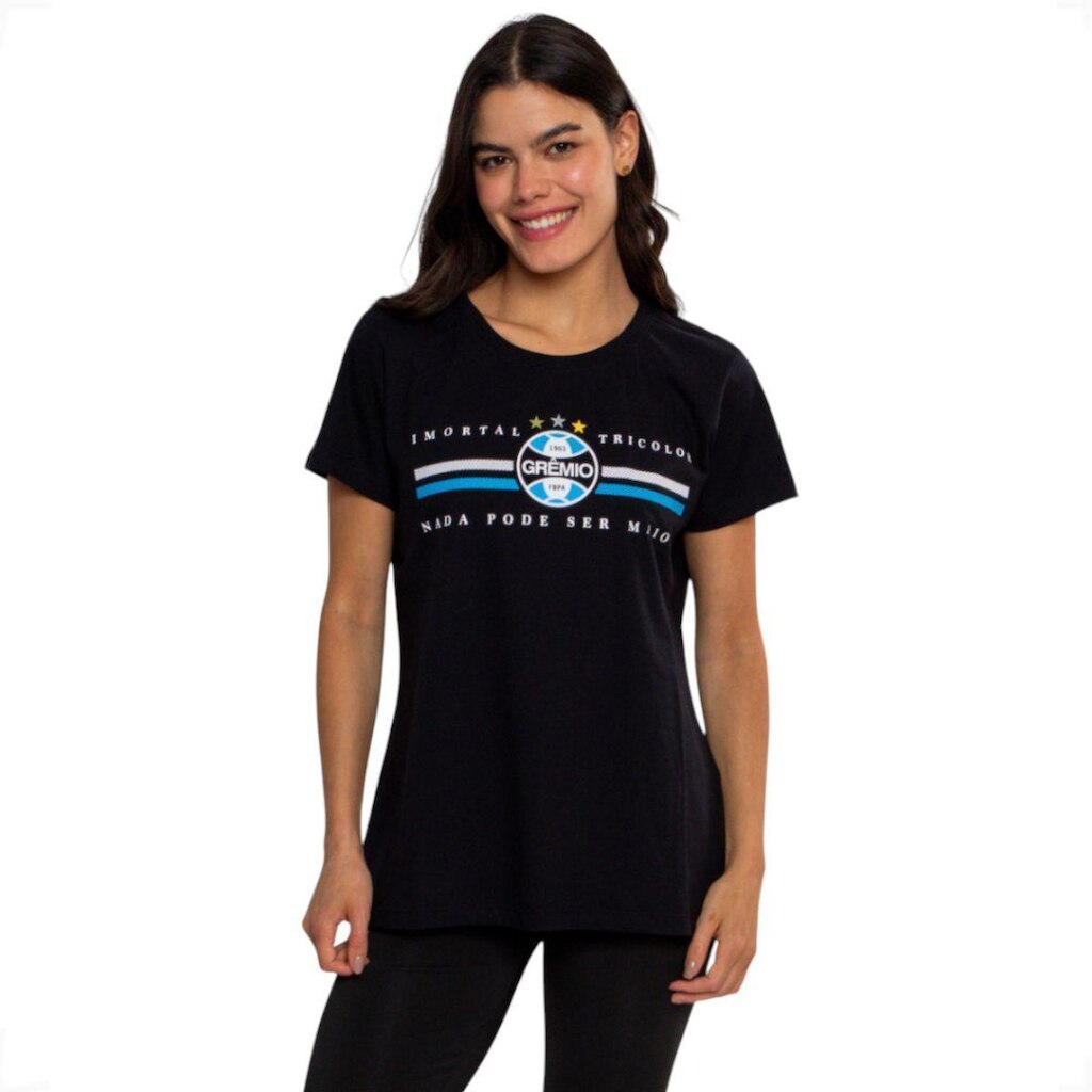 Camiseta Clássica Grêmio Imortal Tricolor Feminina