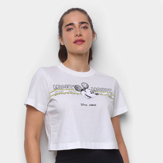 Camiseta Colcci Cropped Disney Mickey Mouse Feminina - Marrom Menor preço em Camiseta Colcci Cropped Disney Mickey Mouse Feminina - Marrom