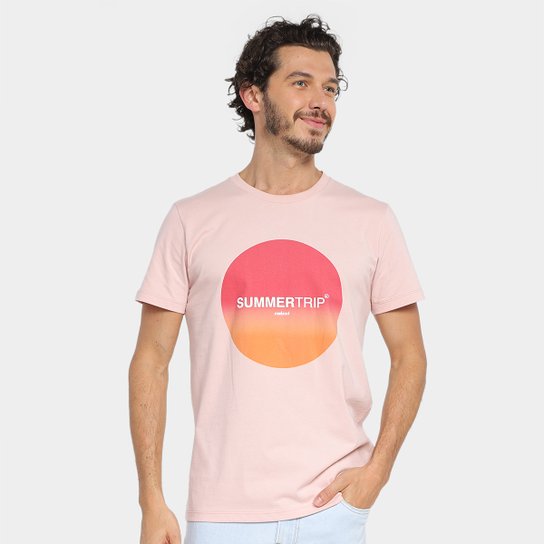 Camiseta Colcci Estampada Masculina - Rosa Menor preço em Camiseta Colcci Estampada Masculina - Rosa