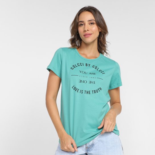 Camiseta Colcci Love Is The Truth Feminina - Verde Menor preço em Camiseta Colcci Love Is The Truth Feminina - Verde