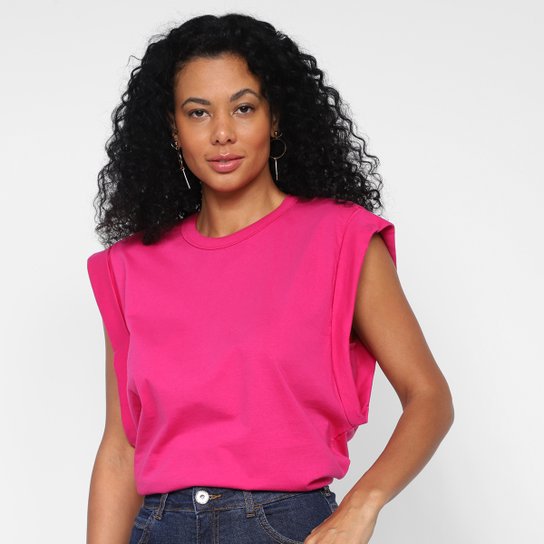 Camiseta Colcci Muscle Tee Ampla Feminina - Rosa Menor preço em Camiseta Colcci Muscle Tee Ampla Feminina - Rosa