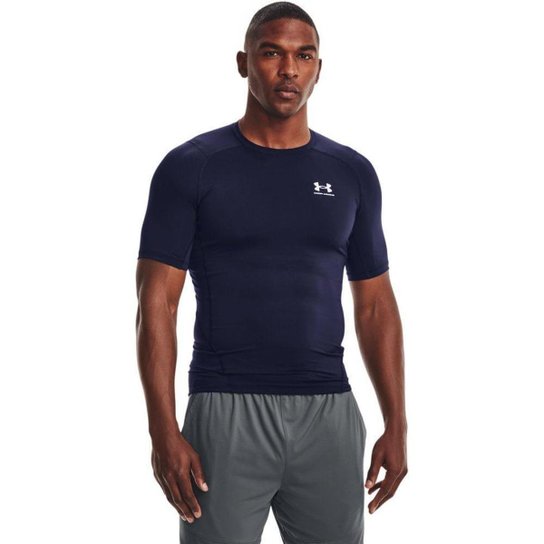 Camiseta Compressão de Treino Masculina Under Armour HG Comp SS - Azul+Branco Menor preço em Camiseta Compressão de Treino Masculina Under Armour HG Comp SS - Azul+Branco