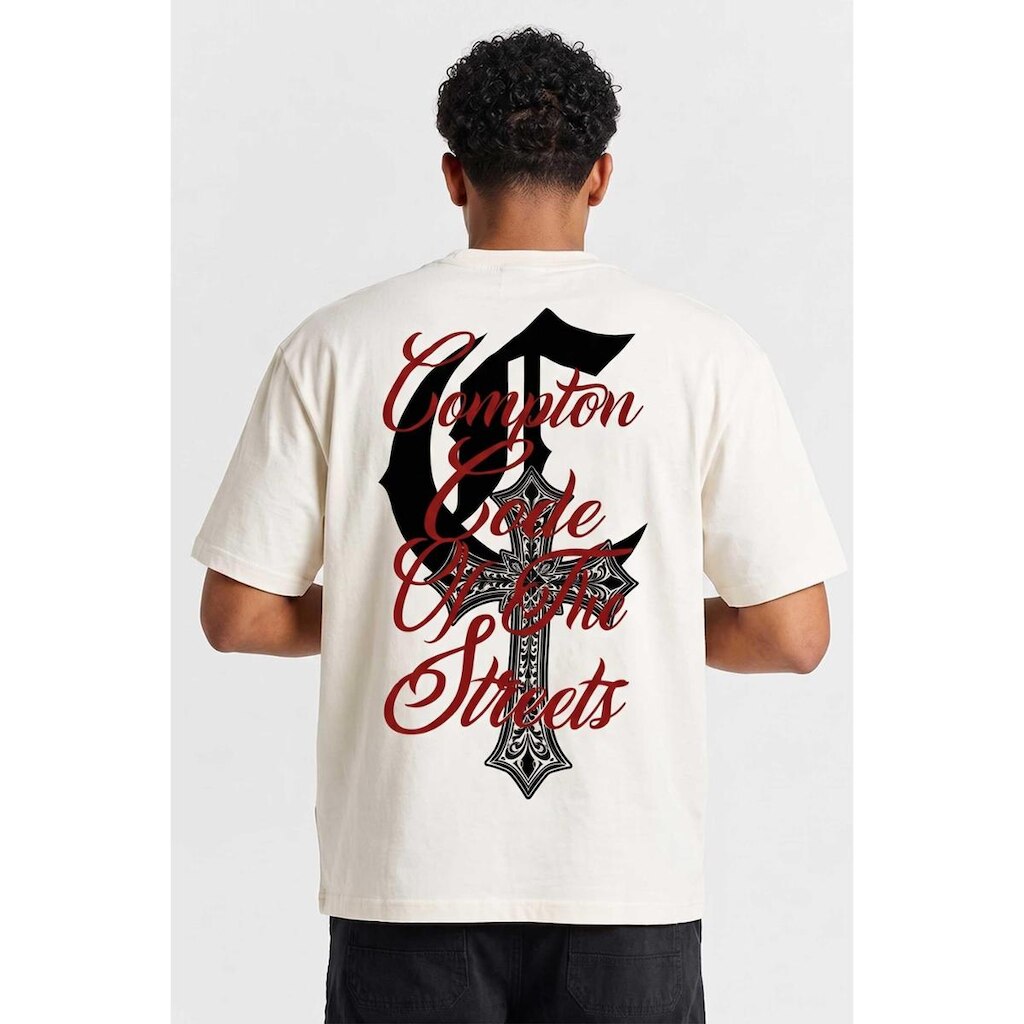 Camiseta Compton Oversized Code Of The Streets - Off White
