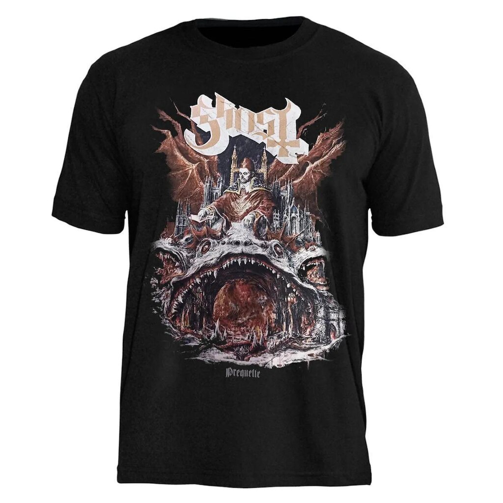 Camiseta Consulado do Rock Banda Ghost 100 Algodão Estampa Frente e Costas