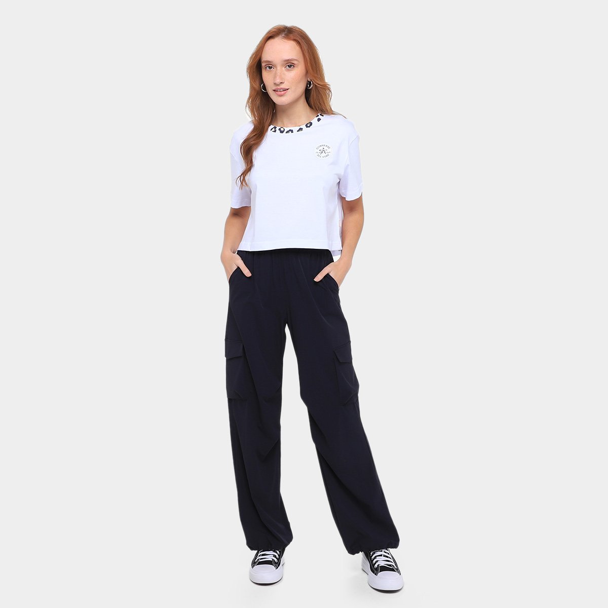 Camiseta Converse Cropped Patch Leopard Feminina - 3